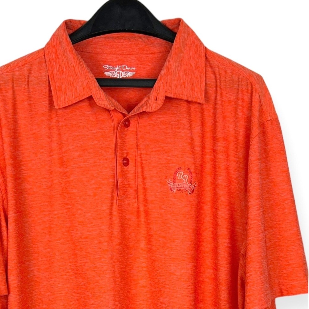 Straight Down x Boulder Ridge Golf Mens XL Performance Stretch Polo Shirt Orange